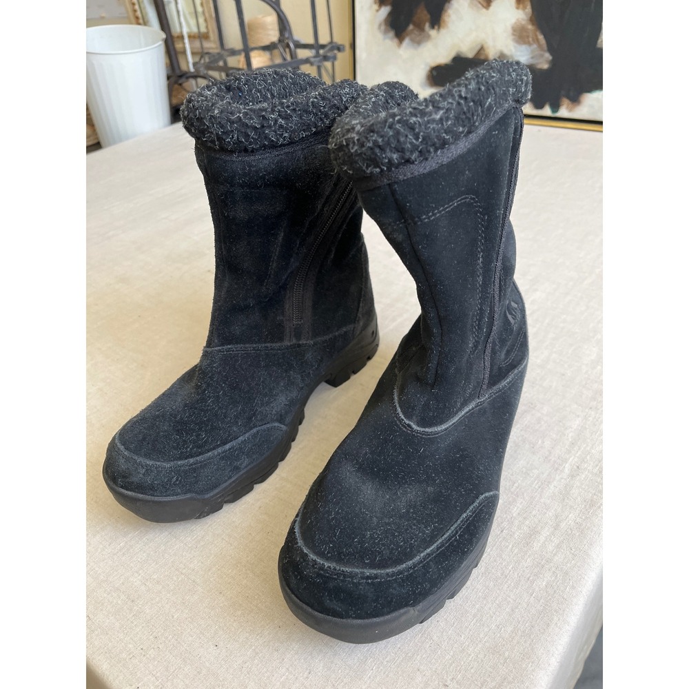 Sorel Waterfall Black Suede Waterproof Winter Boots Thinsulate Womens 8 NL1954
